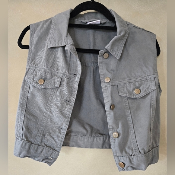 Twik | Khaki Denim Vest, Size M - Picture 2 of 7